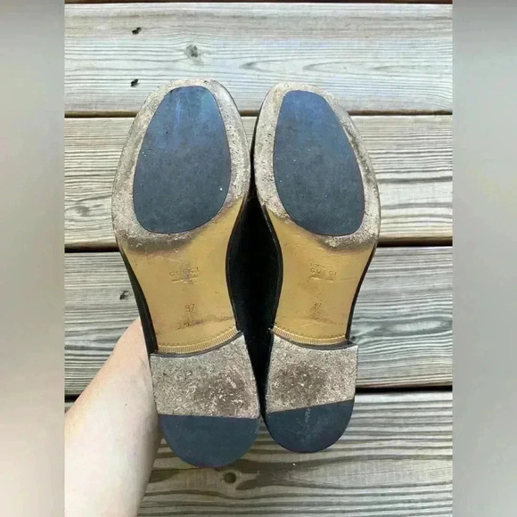 Authentic GUCCI Jordaan Women’s Black Leather Horsebit Loafer Sz 37 US 7 - Picture 11 of 13